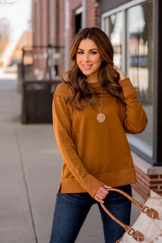 Flash Deals – Act Quickly!Raw Edge Side Slit Sweatshirt