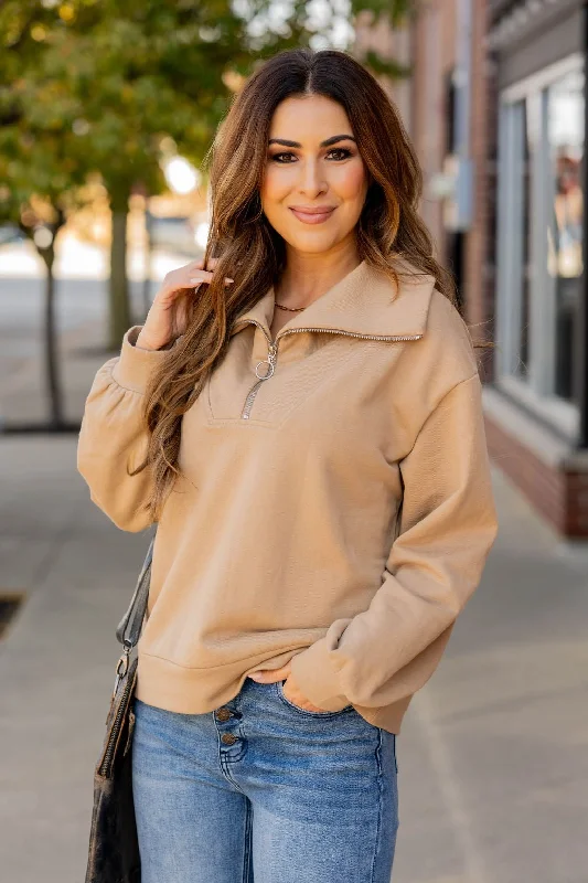 Get More for Less!Relaxed Sleeve Quarter Zip Pullover Sweatshirt