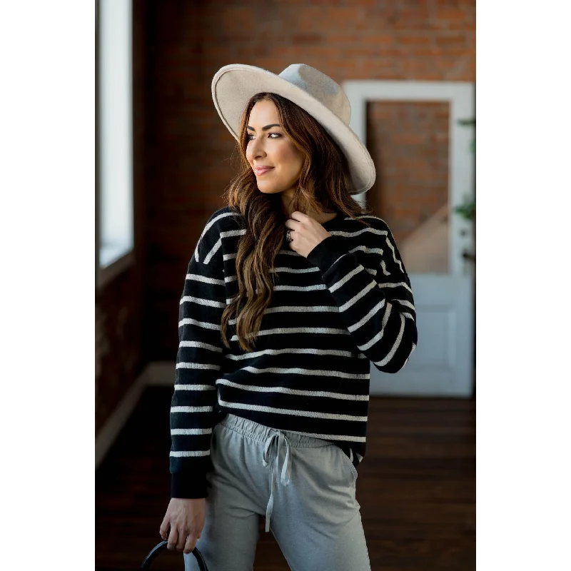 Your Wallet Will Thank You!Sassy Side Zipper Striped Sweatshirt