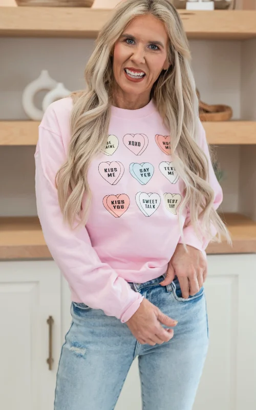 Find the Best Deals Here!Say Yes Candy Hearts Crewneck Sweatshirt - Final Sale