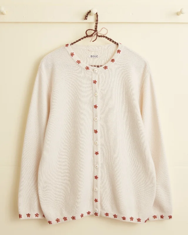 Upgrade for Less!Starflower Beaded Cardigan - Cream