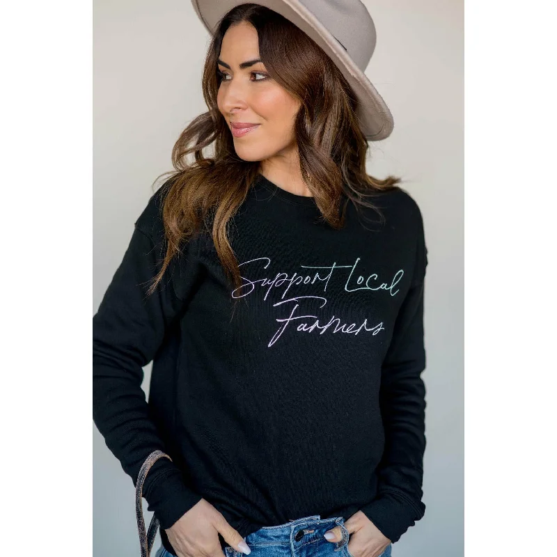 Score Huge Discounts Today!Support Local Farmers Cursive Crew Neck