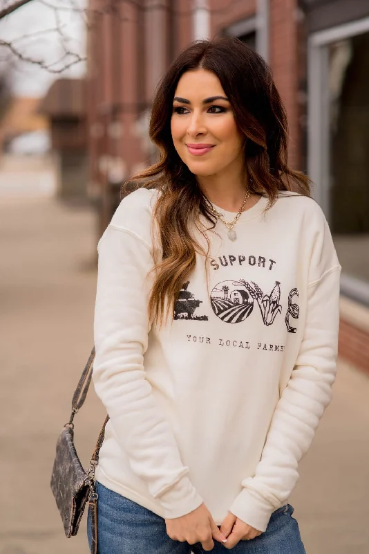 Limited-Time Price Drop!Support Your Local Farmers Love Graphic Crewneck