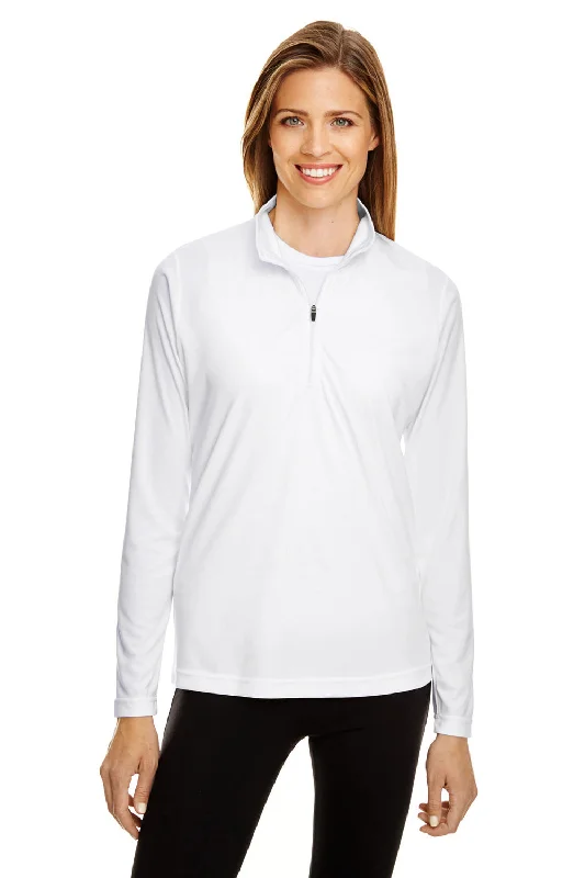 Mega Sale Happening Now!Team 365 Womens Zone Performance Moisture Wicking 1/4 Zip Sweatshirt - White Mega Sale Happening Now!Team 365 Womens Zone Performance Moisture Wicking 1/4 Zip Sweatshirt - White