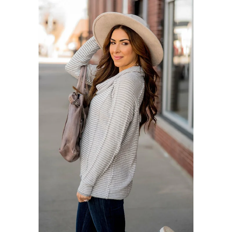 Exclusive Deals Just for You!Texture Stripe Cowl Neck