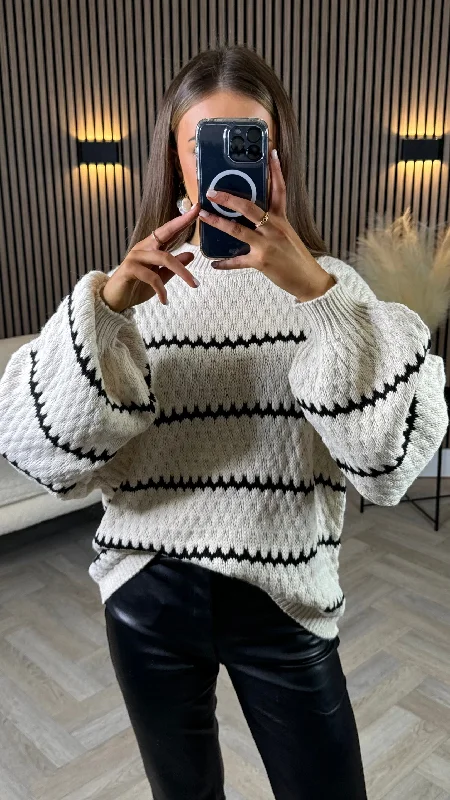 Biggest Sale of the Season!Travis Beige & Black Printed Jumper