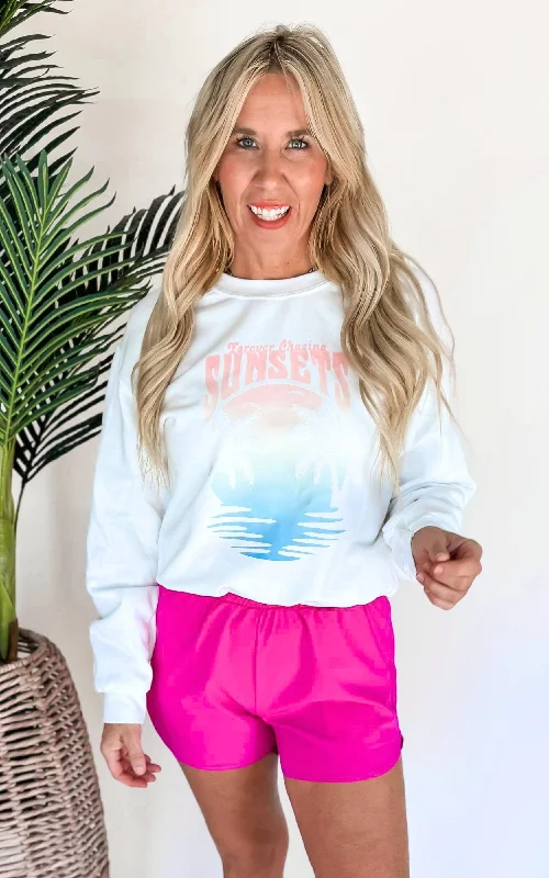 One Click Away from Big Savings!Chasing Sunsets Graphic Crewneck Sweatshirt