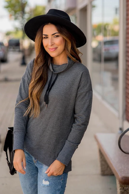 Your Wallet Will Thank You!Wrap Bottom Drawstring Cowl Neck