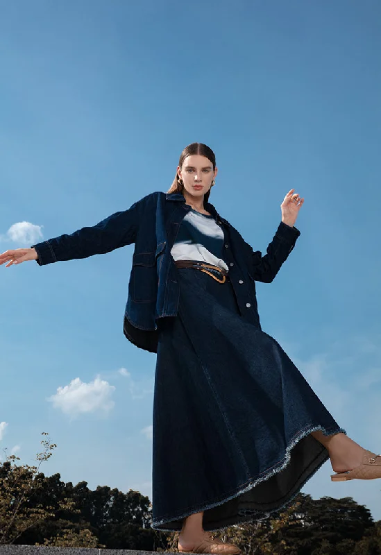 Don't Miss Out!Fringed A-Line Denim Long Skirt