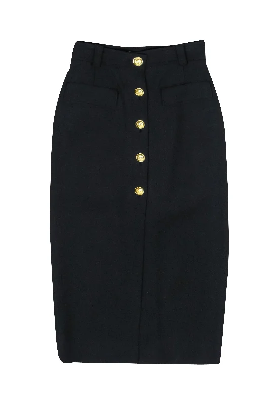 Limited-Time Price Drop!A.L.C. - Black Midi Pencil Skirt w/ Gold Buttons Sz 4