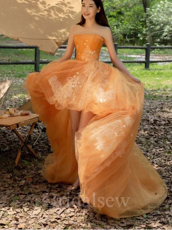 Save Up to 50% Off!A-line Orange Unique High-low Elegant Black Girls Slay Women Long Evening Prom Dresses PD590 Save Up to 50% Off!A-line Orange Unique High-low Elegant Black Girls Slay Women Long Evening Prom Dresses PD590