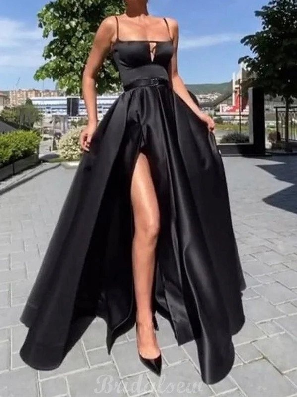 Flash Deals – Act Quickly!A-line Spaghetti Straps Black Satin Party Women Long Evening Prom Dresses PD579 Flash Deals – Act Quickly!A-line Spaghetti Straps Black Satin Party Women Long Evening Prom Dresses PD579