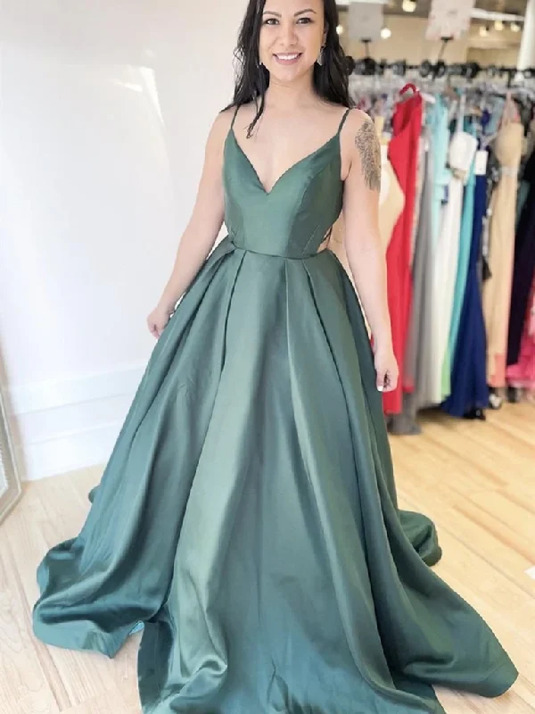 Limited Time Offer!A Line V Neck Backless Green Satin Long Prom Dresses, Open Back Green Formal Dresses, Green Evening Dresses cg21567 Limited Time Offer!A Line V Neck Backless Green Satin Long Prom Dresses, Open Back Green Formal Dresses, Green Evening Dresses cg21567