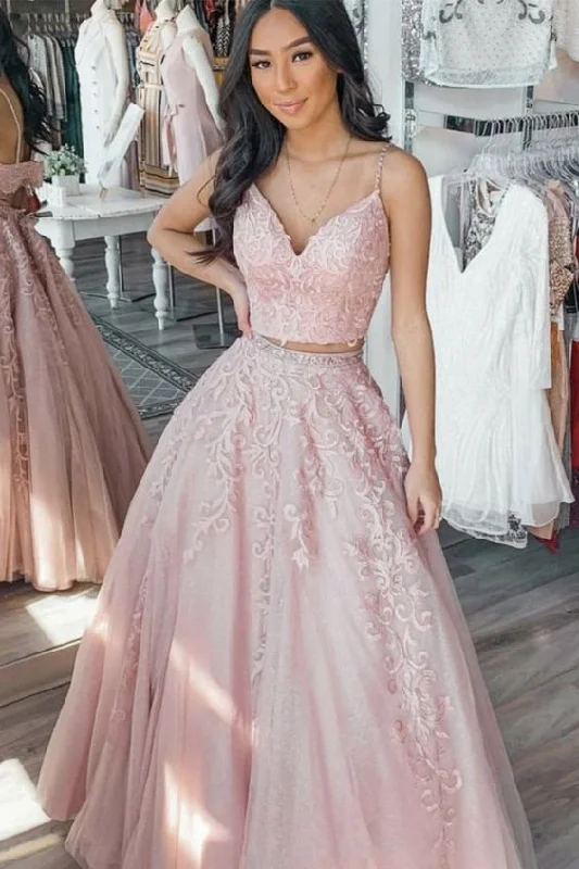 Amazing Prices You Can’t Resist!A Line V Neck Two Pieces Lace Appliques Pink Prom Dresses with Belt, 2 Pieces Pink Lace Formal Dresses, Lace Pink Evening Dresses cg21581 Amazing Prices You Can’t Resist!A Line V Neck Two Pieces Lace Appliques Pink Prom Dresses with Belt, 2 Pieces Pink Lace Formal Dresses, Lace Pink Evening Dresses cg21581