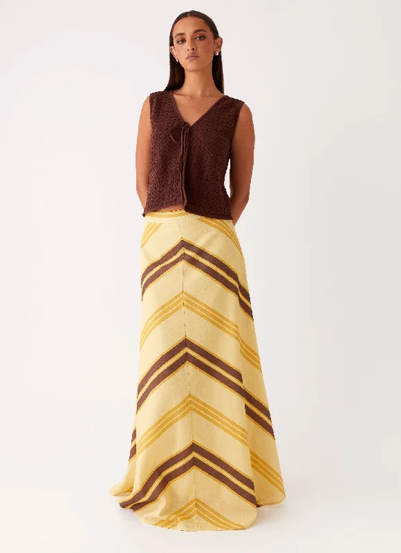 Today Only – Don’t Miss It!About Me Maxi Skirt - Yellow Brown Stripe