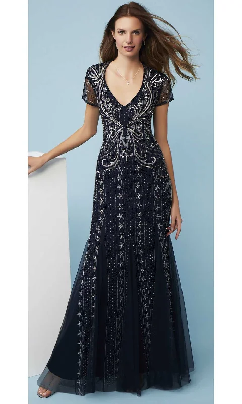 Shop Now and Save!Adrianna Papell - AP1E207147 Short Sleeve V Neck Beaded Mesh Gown Shop Now and Save!Adrianna Papell - AP1E207147 Short Sleeve V Neck Beaded Mesh Gown