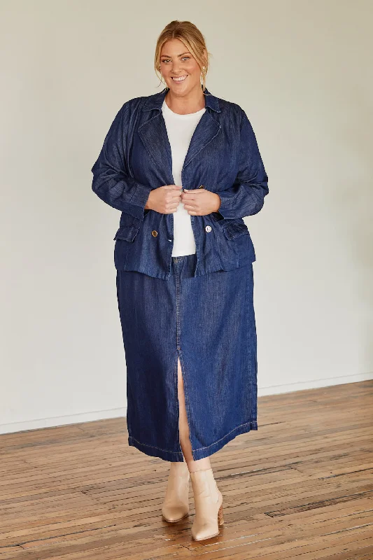 Shop More, Spend Less!Adrift Split Tencel Skirt in Dark Wash