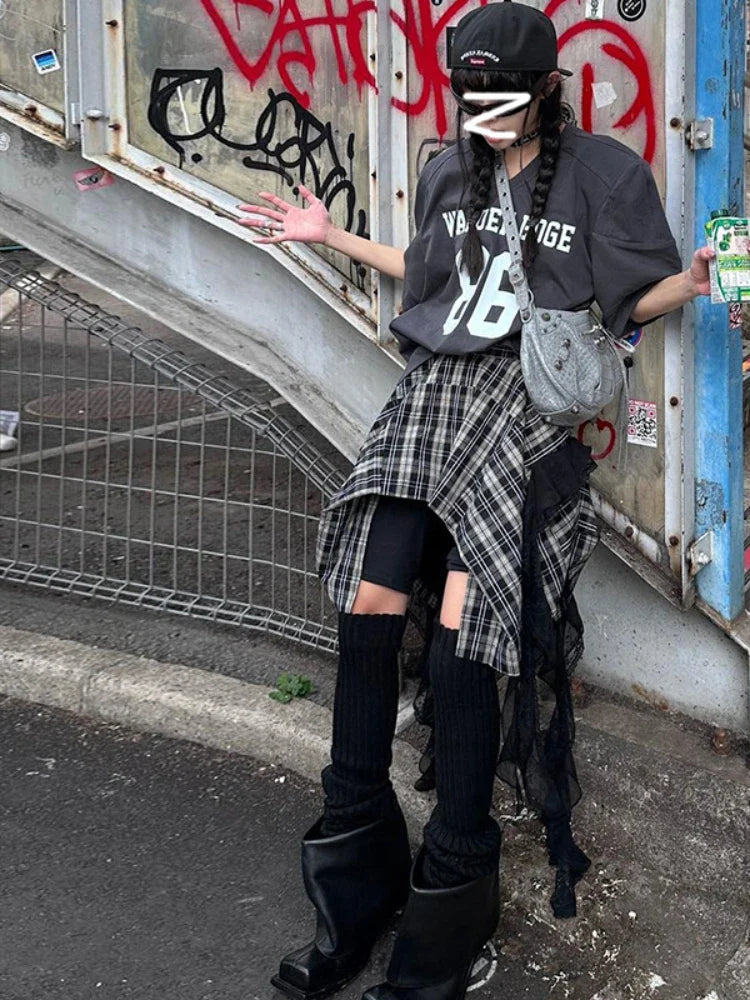 Limited Time Offer!Women's Fashion 2024 Summer Waist A-line Skirt Ribbon Mini Design Plaid High Irregular Trendy Vintage Limited Time Offer!Women's Fashion 2024 Summer Waist A-line Skirt Ribbon Mini Design Plaid High Irregular Trendy Vintage