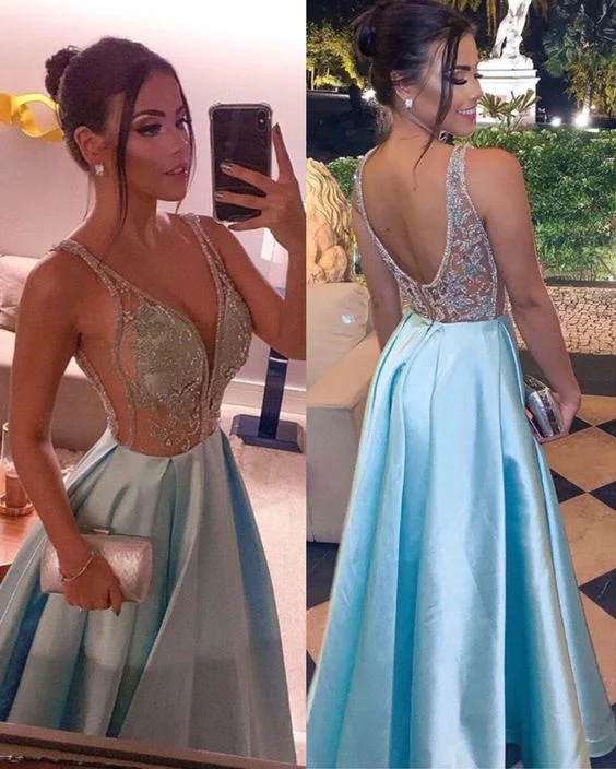 Your Dream Deal is Here!baby blue satin prom dresses embroidery top with plunge neck cg21505 Your Dream Deal is Here!baby blue satin prom dresses embroidery top with plunge neck cg21505