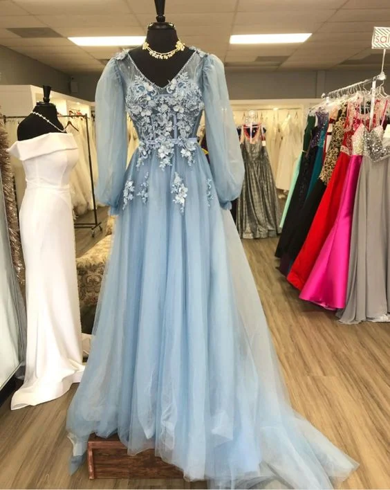 Get the Best for Less!Bell Sleeves Blue Long Formal Dress prom dress    cg21544