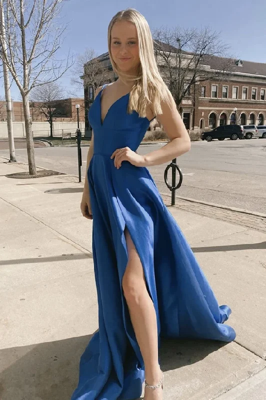 Exclusive Savings This Week!Blue satin long A line prom dress blue evening dress cg21565 Exclusive Savings This Week!Blue satin long A line prom dress blue evening dress cg21565