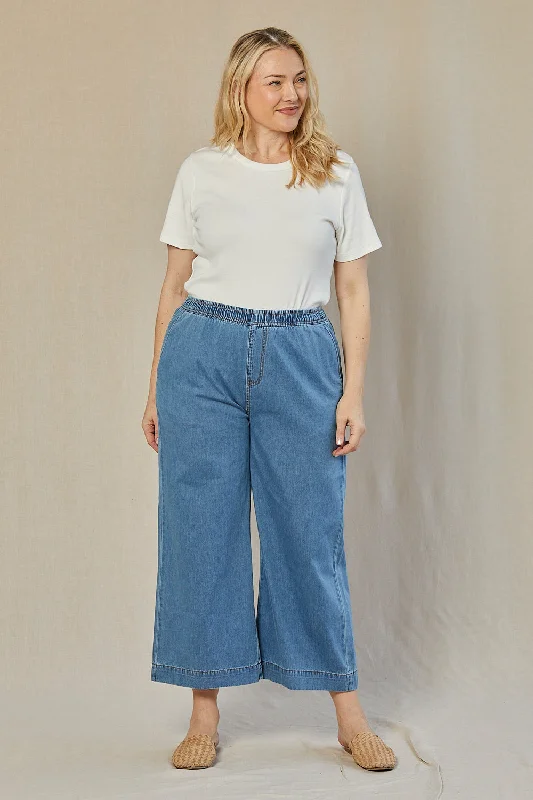 Incredible Savings Inside!Breezy Petite Length Relaxed Chambray Pant in Light Wash Incredible Savings Inside!Breezy Petite Length Relaxed Chambray Pant in Light Wash