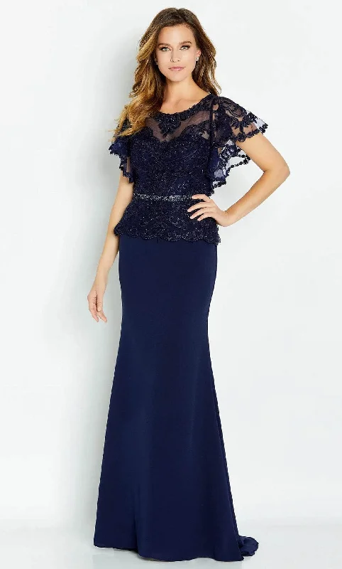 Instant Savings Await!Cameron Blake CB131 - Short Sleeve Beaded Lace Prom Gown