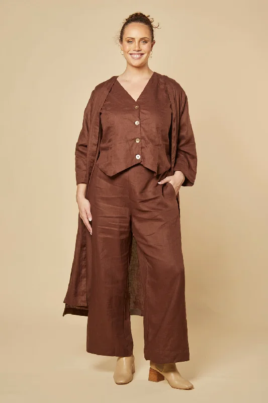 Shop More, Spend Less!Camille Wide Leg Linen Pant in Raisin