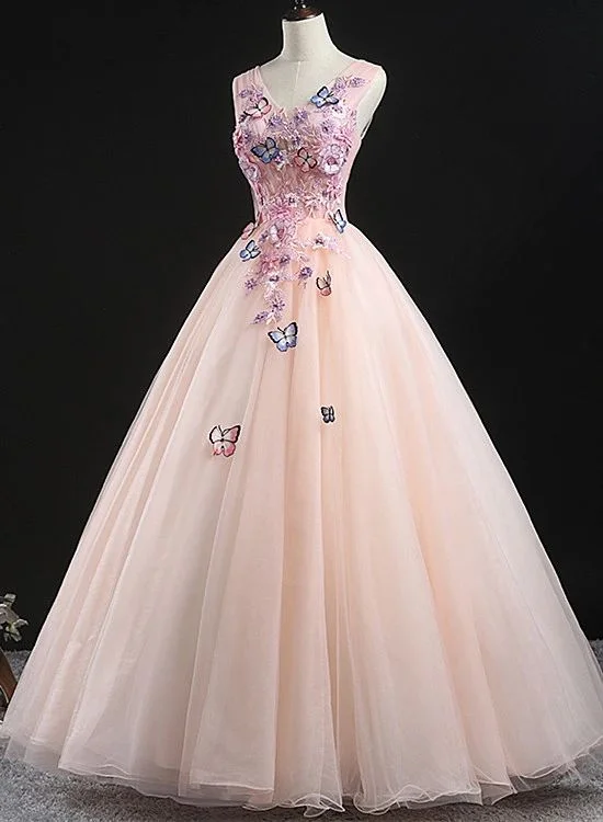 Massive Price Cuts!Charming Pink Flowers Ball Gown Long Sweet 16 Dress, Pink Prom Dress cg21597 Massive Price Cuts!Charming Pink Flowers Ball Gown Long Sweet 16 Dress, Pink Prom Dress cg21597