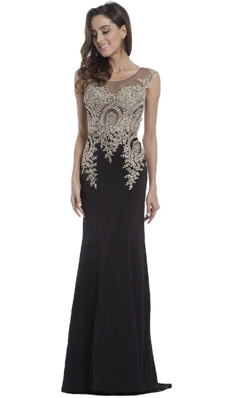 Massive Price Cuts!Cinderella Divine - Cap Sleeve Illusion Bateau Metallic Lace Evening Gown Massive Price Cuts!Cinderella Divine - Cap Sleeve Illusion Bateau Metallic Lace Evening Gown