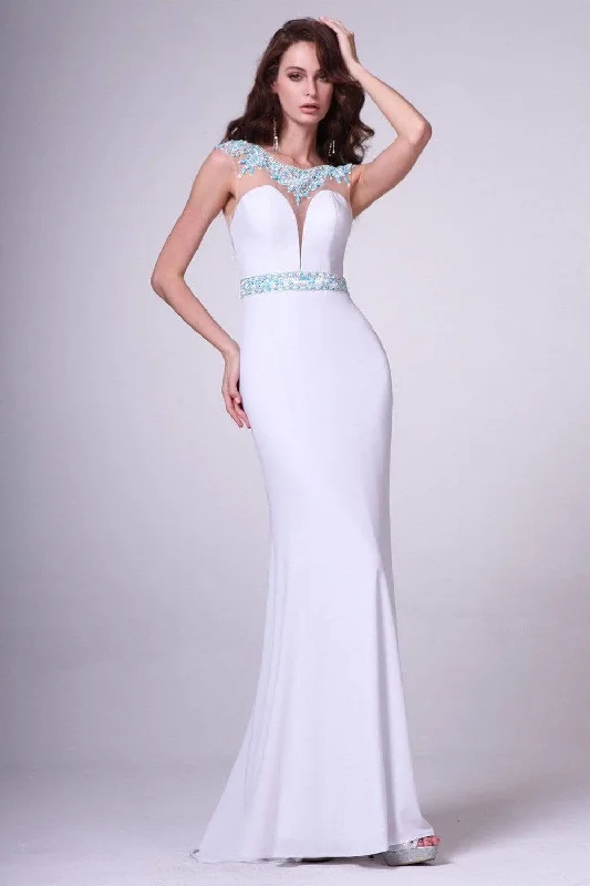 Unbeatable Prices!Cinderella Divine - 8746 Embellished Illusion Bateau Neck Sheath Dress Unbeatable Prices!Cinderella Divine - 8746 Embellished Illusion Bateau Neck Sheath Dress