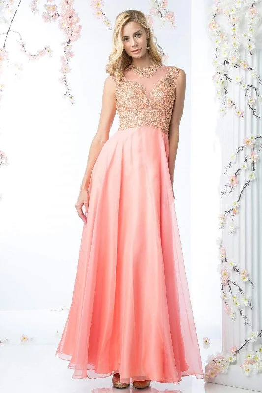 Hurry, Sale Ends Soon!Cinderella Divine - Embellished Illusion Jewel Neck A-line Gown Hurry, Sale Ends Soon!Cinderella Divine - Embellished Illusion Jewel Neck A-line Gown
