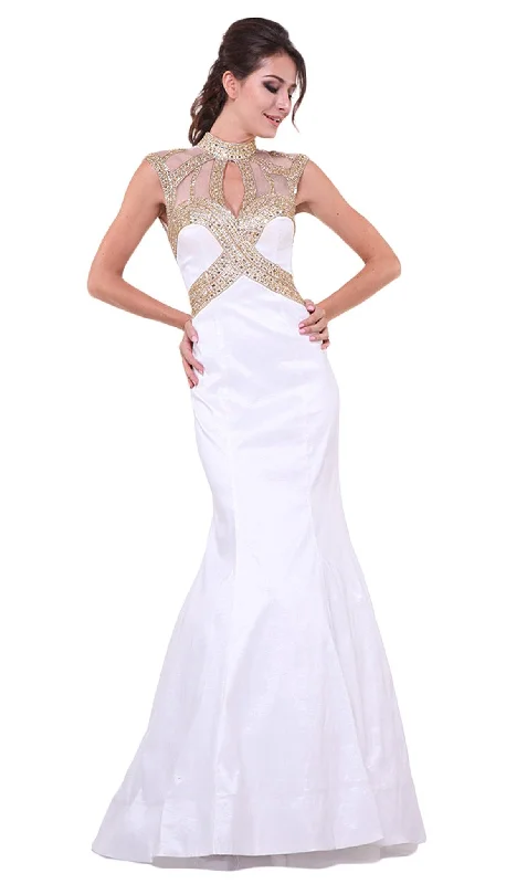 Shop Early, Save Big!Cinderella Divine - Embellished Sheer High Neck Fitted Evening Gown