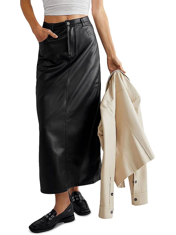 Crazy Discounts Inside!City Slicker Womens Faux Leather Long Maxi Skirt