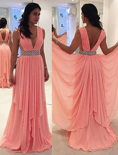 Limited Deals, Unlimited Savings!Column/Sheath V-Neck Sleeveless Natural Zipper Floor-Length/Long Chiffon Glamorous Pink Prom Dresses cg21550 Limited Deals, Unlimited Savings!Column/Sheath V-Neck Sleeveless Natural Zipper Floor-Length/Long Chiffon Glamorous Pink Prom Dresses cg21550