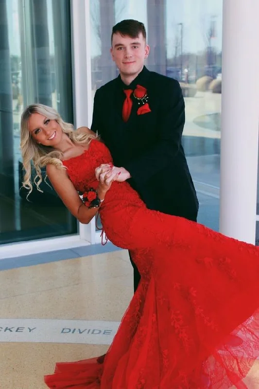 Hurry, Sale Ends Soon!elegant mermaid red long prom dress with train   cg21459