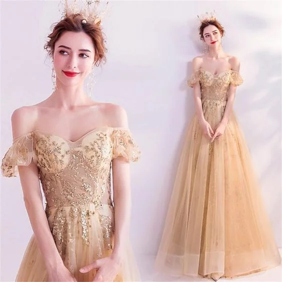 Act Fast – Limited Time Savings!Gold Formal Dress Sexy Off Shoulder Bridal Dress Glitter Prom Dress cg21493 Act Fast – Limited Time Savings!Gold Formal Dress Sexy Off Shoulder Bridal Dress Glitter Prom Dress cg21493