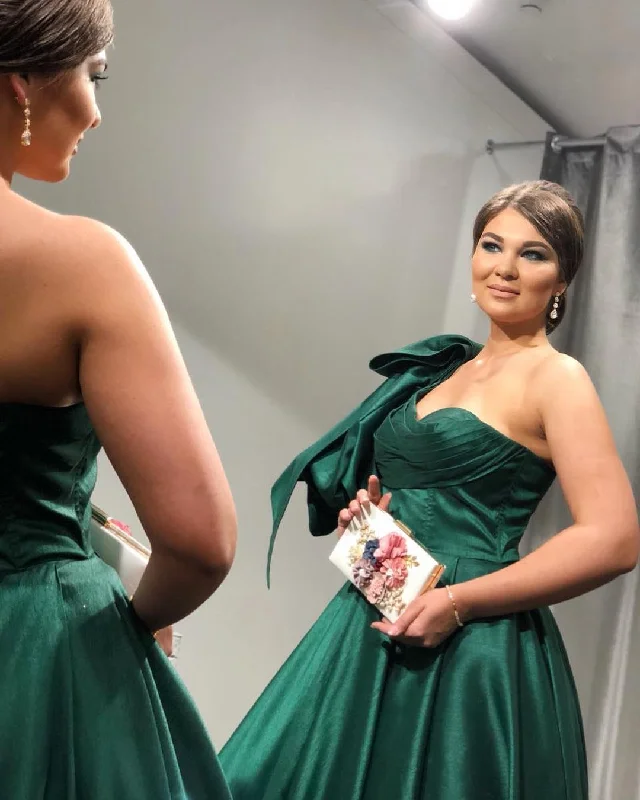 Hurry, Sale Ends Soon!Gorgeous One Shoulder Hunter Green Ball Gown prom dress, evening dress    cg21602