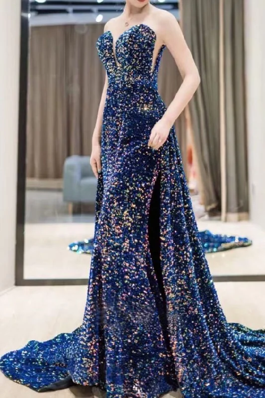 Hurry, Sale Ends Soon!Luxurious Mermaid Navy Blue Evening prom Dress    cg21511