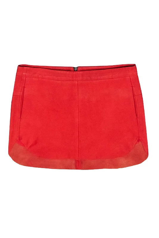 Find the Best Deals Here!Michelle Mason - Red Lambskin Mini Skirt w/ Zippers Sz 4