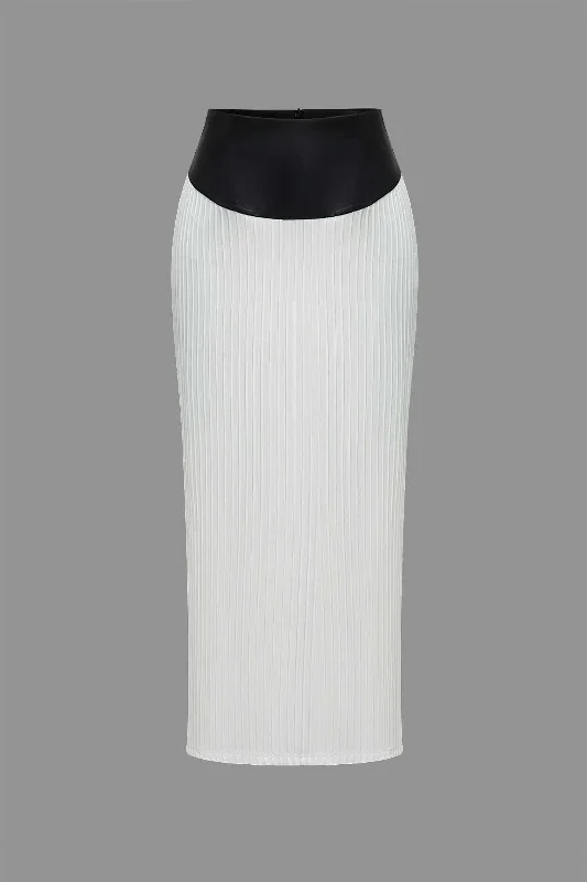 Lowest Prices Guaranteed!Color Block Pleated Zipper Skirt