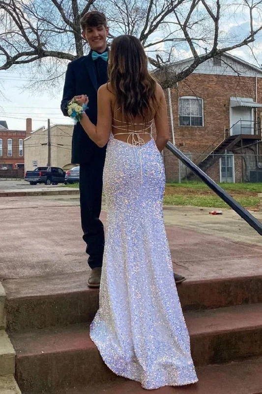 Lowest Prices Guaranteed!mermaid sequined long prom dress with lace up back    cg21460