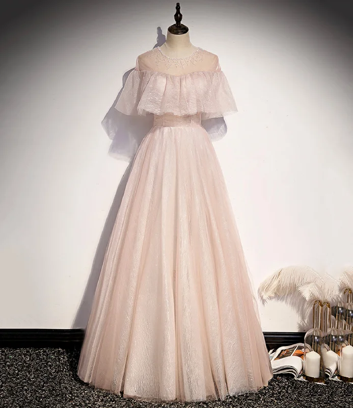 Enjoy Huge Discounts Now!PINK TULLE LONG A LINE PROM DRESS PINK EVENING DRESS cg21455