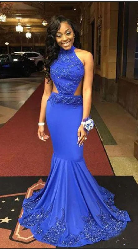 Incredible Savings Inside!Royal Blue Satin Prom Dress Halter Neck Beaded Women Party Dress cg21573 Incredible Savings Inside!Royal Blue Satin Prom Dress Halter Neck Beaded Women Party Dress cg21573
