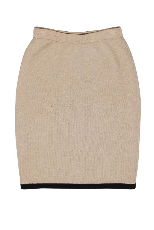 Enjoy Huge Discounts Now!St. John - Beige Knit Pencil Skirt w/ Black Hem Sz 2