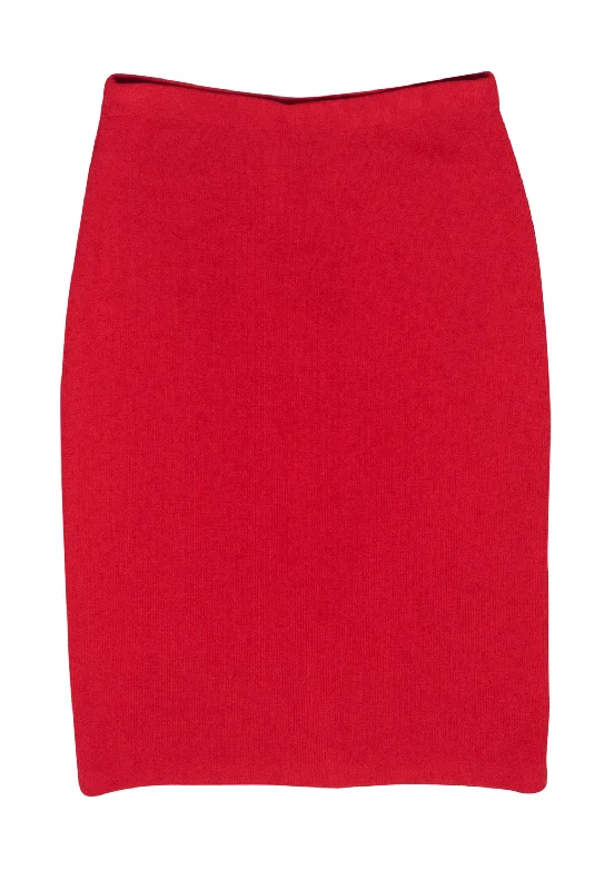 Every Deal is a Steal!St. John - Red Wool Blend Midi Pencil Skirt Sz S