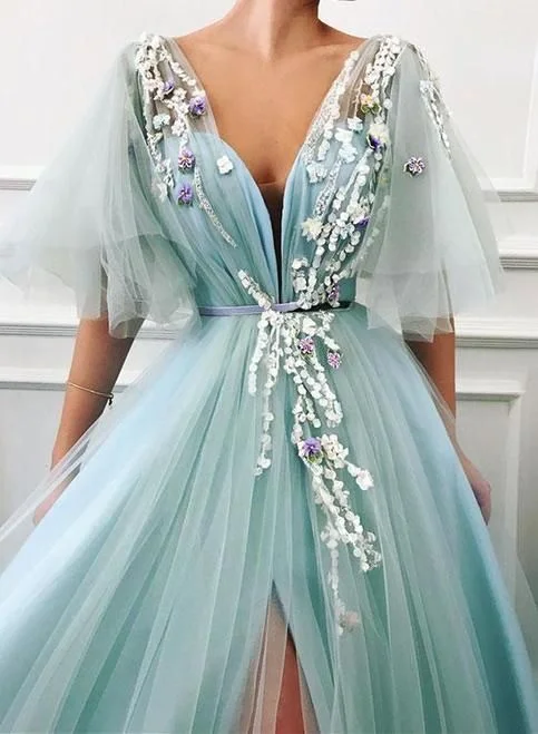 Shop Before It’s Gone!Unique Long Tulle V Neck Lace Cap Sleeve Long Prom Dress, Evening Dress cg21478 Shop Before It’s Gone!Unique Long Tulle V Neck Lace Cap Sleeve Long Prom Dress, Evening Dress cg21478