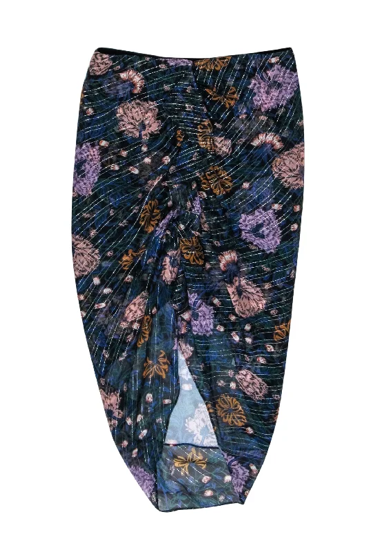 Hurry! While Supplies Last!Veronica Beard - Black w/ Multicolor Floral Print Silk Ruched Skirt Sz 4 Hurry! While Supplies Last!Veronica Beard - Black w/ Multicolor Floral Print Silk Ruched Skirt Sz 4