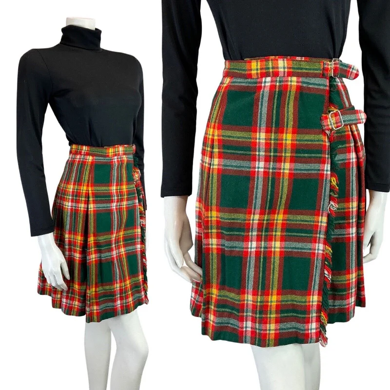 Unbeatable Prices!VINTAGE 60s 70s GREEN RED YELLOW TARTAN CHECKED BUCKLE MOD KILT SKIRT 6 Unbeatable Prices!VINTAGE 60s 70s GREEN RED YELLOW TARTAN CHECKED BUCKLE MOD KILT SKIRT 6
