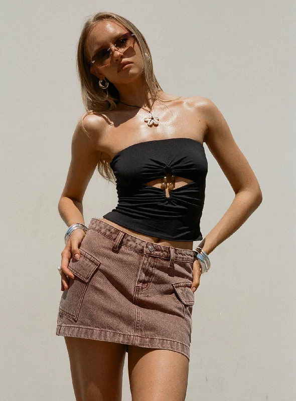 Unmissable Offers Await!Zakai Cargo Denim Mini Skirt Brown
